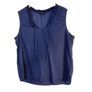 Land's End 100% Cotton Polka Dot Sleeveless Top Size 14